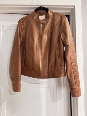 a new day Cognac Faux Leather Zip Front Jacket